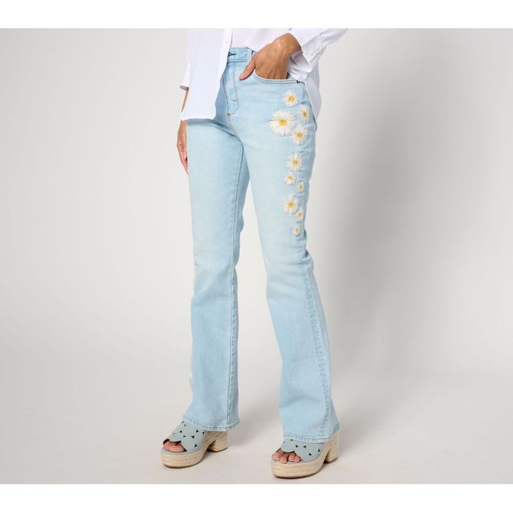 Driftwood Women's Plus Sz Pants 18 Drifod Jeans Wyatt Embroidered Blue A638079